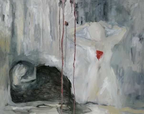 Carine de Meesterの絵画: “Weet iemand of dit gebroken hart nog valt te lijmen?”